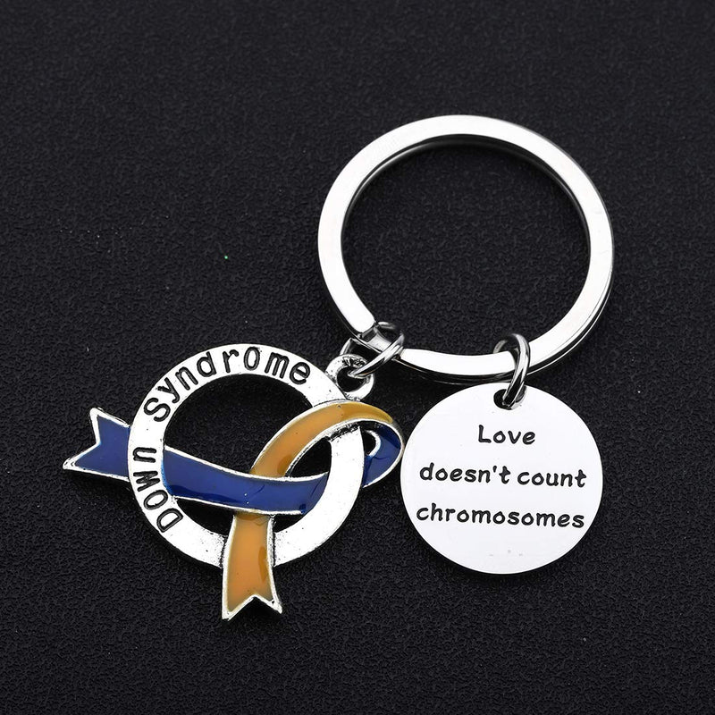 [Australia] - CHOORO Down Syndrome Awareness Gift Blue and Yellow Awareness Love Doesn’t Count Chromosomes Down Syndrome Keychain Down Syndrome Jewelry 