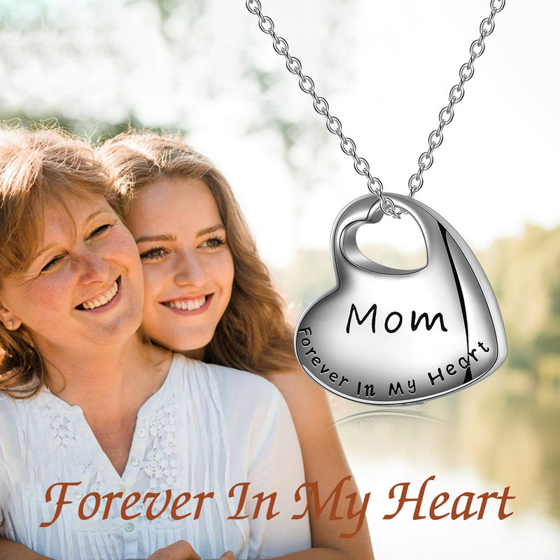 [Australia] - LUHE Cremation Urn Necklace for Ashes Urn Jewelry,Forever in My Heart Carved Locket Sterling Silver Keepsake Angel Wing Memorial Pendant for mom & dad with Filling Kit Mon urn necklace 