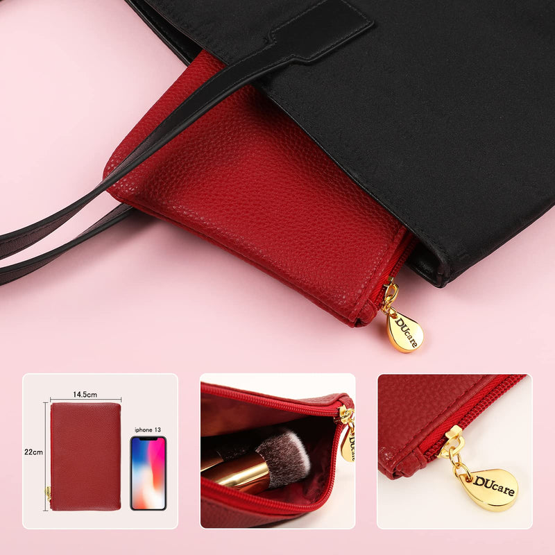 [Australia] - DUcare Makeup Brushes Red 10 Piece Makeup Brush Set with Case Premium Synthetic Hairs Kabuki Foundation Blending Eye Cosmetic Brushes Kit 10PCS 