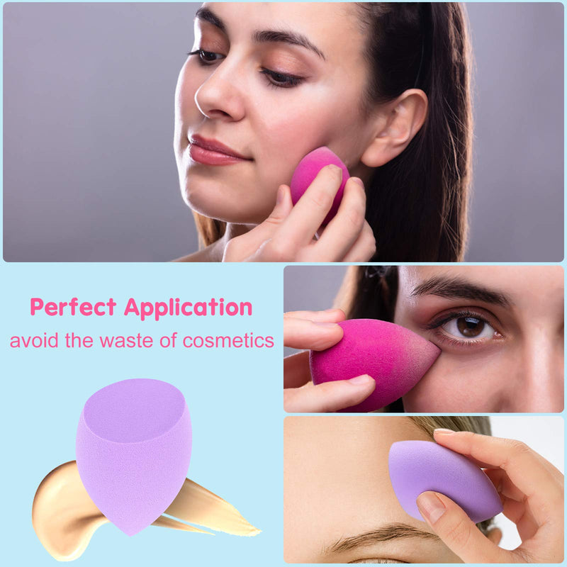 [Australia] - Lolalet (8 Pcs) Makeup Sponge Beauty Blender Set and Powder Puffs, Latex-Free Soft Beauty Foundation Blending Sponges for Liquid Dry Foundation/BB Cream/Powder/Concealer, Dry and Wet Use -Pink Pink 