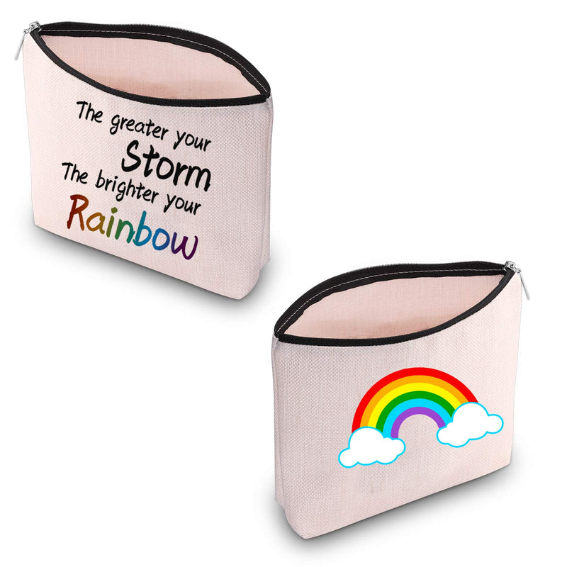 [Australia] - JXGZSO Infertility Awareness Present Rainbow Baby Present for New Mom The Greater Your Storm The Brighter The Rainbow Makeup Bag (Brighter The Rainbow white) Brighter The Rainbow white 