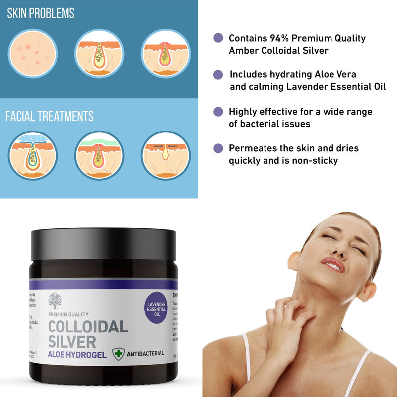 [Australia] - Nature's Greatest Secret Premium Quality Antibacterial Soothing Colloidal Silver Aloe Vera Hydrogel with Lavender Essential Oil 100g 