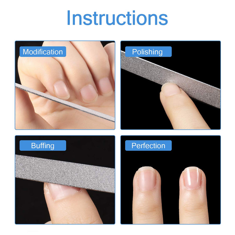 [Australia] - 6 Pack Diamond Nail File Stainless Steel Double Side Nail File Metal File Buffer Fingernails Toenails Manicure Files for Salon and Home (7 Inch) 7 Inch (Pack of 6) 