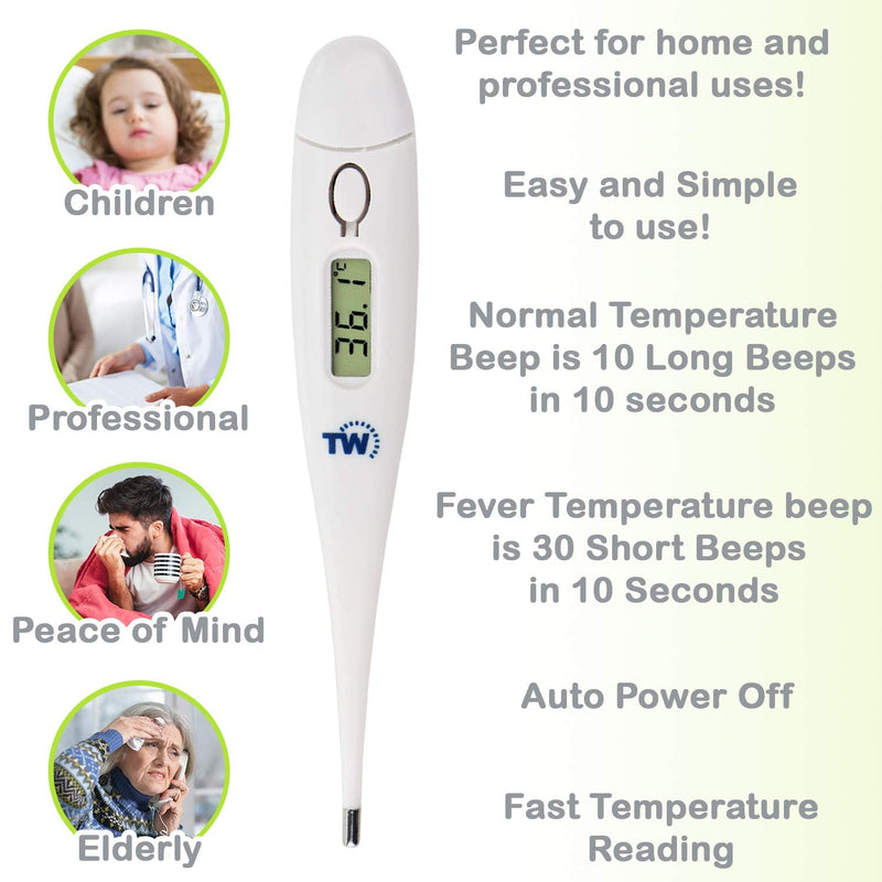 [Australia] - Temperature Thermometer for Adults Kids and Children - Fast and Accurate Medical Thermometer - Easy to Use Body and Oral Thermometer with Fever Alarm Child Thermometer 