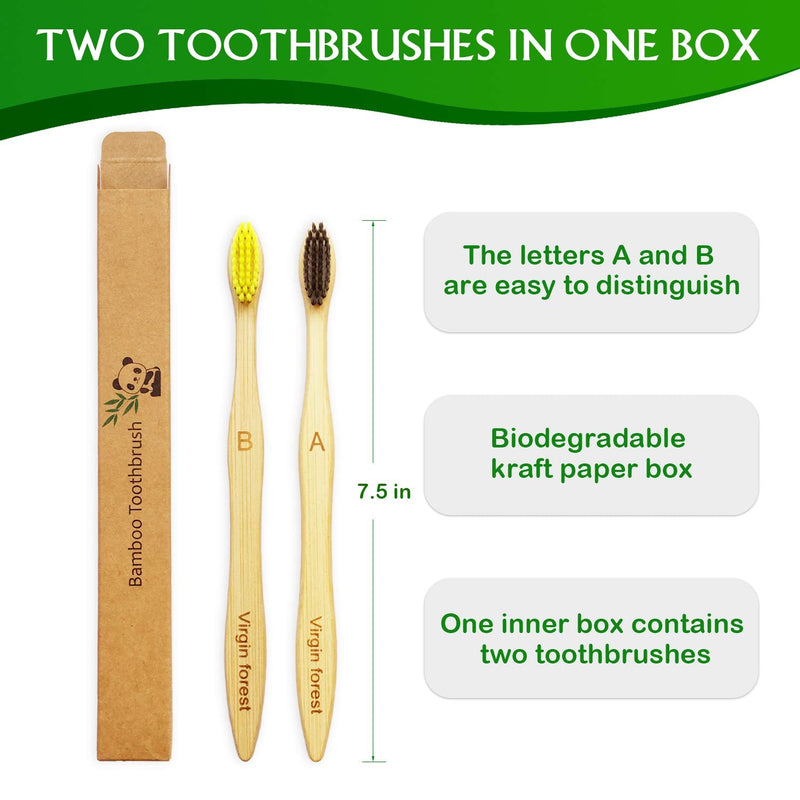 [Australia] - 10 Pcs Bamboo Toothbrush with Coloured Soft Bristles Eco Friendly Biodegradable Organic Natural Wood Toothbrush for Sensitive Gums 10 Multicolour 