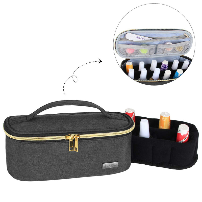 [Australia] - Luxja Nail Polish Organizer - Holds 12 Bottles (15ml - 0.5 fl.oz), Nail Polish Case for Polish and Small Tools, Black 