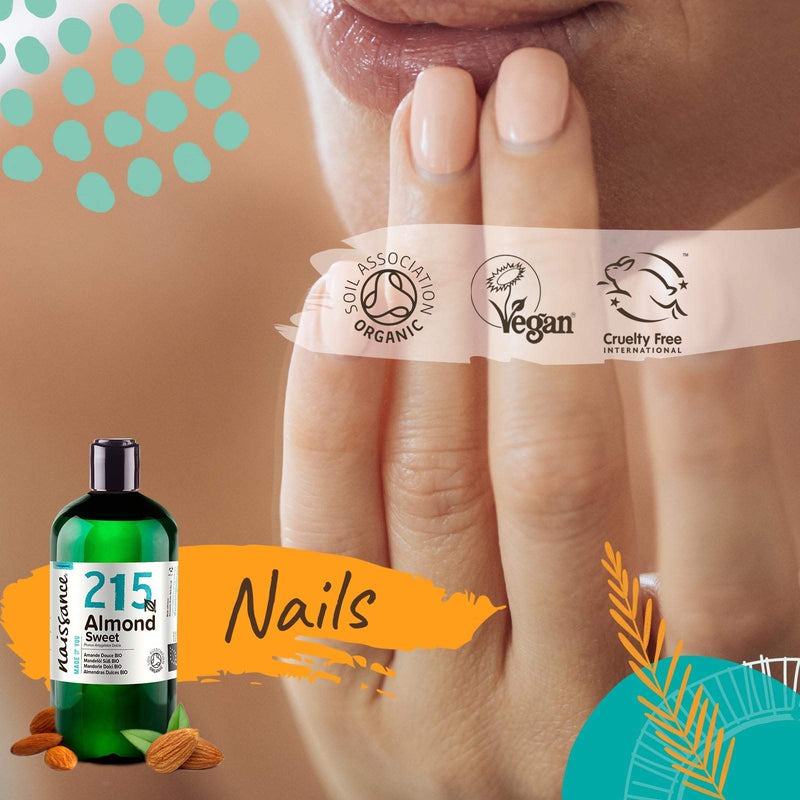 [Australia] - Naissance Certified Organic Sweet Almond Oil (no. 215) 500ml ‚Äì For Skin Hair Massage Nails Ears Face Body Stretch Marks - Natural Skin Care Cold Pressed Unrefined Food Grade Carrier Oil Aromatherapy 