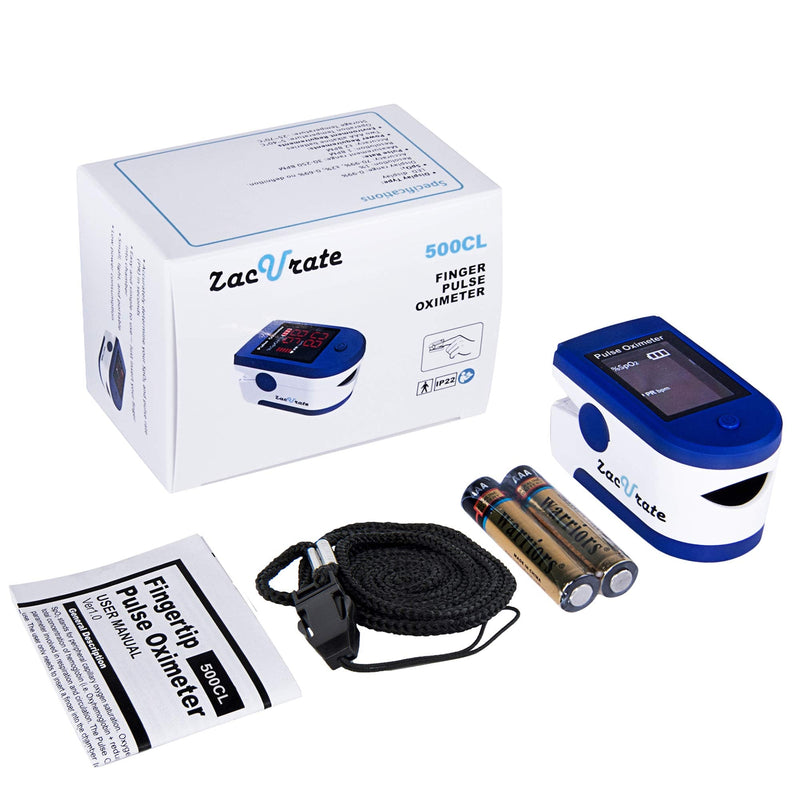[Australia] - Zacurate Fingertip Pulse Oximeter Blood Oxygen Saturation Monitor with Batteries and Lanyard Included (Sapphire Blue) 