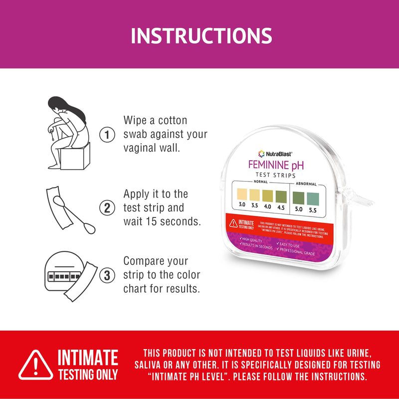 [Australia] - NutraBlast Feminine pH Test Strips 3.0 - 5.5 | Monitor Intimate Health | Easy to Use & Accurate Women’s Acidity & Alkalinity Balance pH Level Tester Kit (100 Tests Roll) 