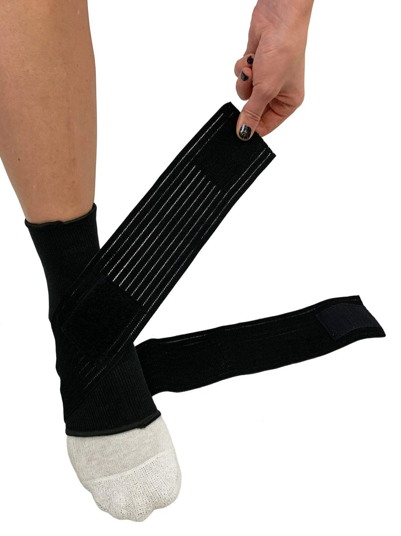 [Australia] - Blue Jay An Elite Healthcare Brand Adjustable Ankle Wrap, Black, Medium Ankle Support Brace for Injury Recovery - Elastic Ankle Support Brace 