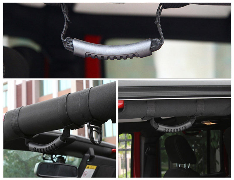 [Australia] - Beside_Auto 4 x Black Roll Bar Grab Handles Grip Handle For Wrangler YJ TJ JK JK JL JLU Sports Sahara Freedom Rubicon X & Unlimited 1995-2018 (Black) 