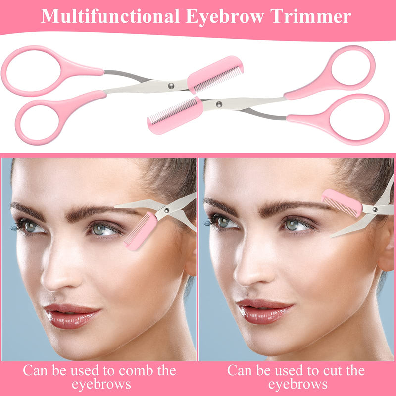 [Australia] - 3 Pieces Eyebrow Shaping Cut Scissors Eyebrow Trimmer Scissors with Comb Eyebrow Comb Non Slip Finger Grips Hair Removal Beauty Accessories for Men And Women, Pink, Blue, Black 