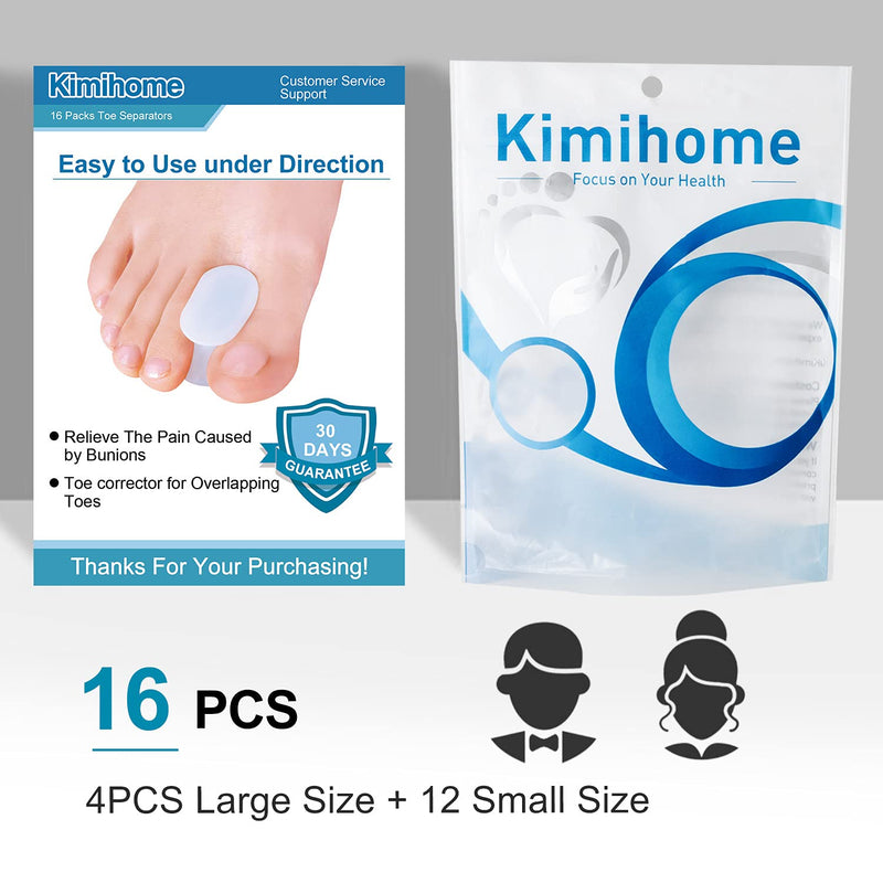 [Australia] - Kimihome 16 Packs Gel Toe Separator，Toe Gasket-Redress Overlapping Toes, Prevent Friction and Release Pressure, Relieve The Pain Caused by Bunions, White. 