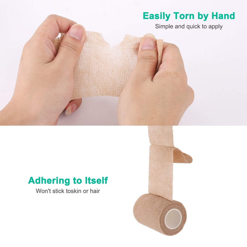 [Australia] - Self-Adhesive Cohesive Wrap Bandage Flexible Stretch Tape Athletic Strong Elastic First Aid Wrap Bandages for Wrist & Hand, Ankle Sprains, Swelling 6 Packs, 3Inch X 5Yards 