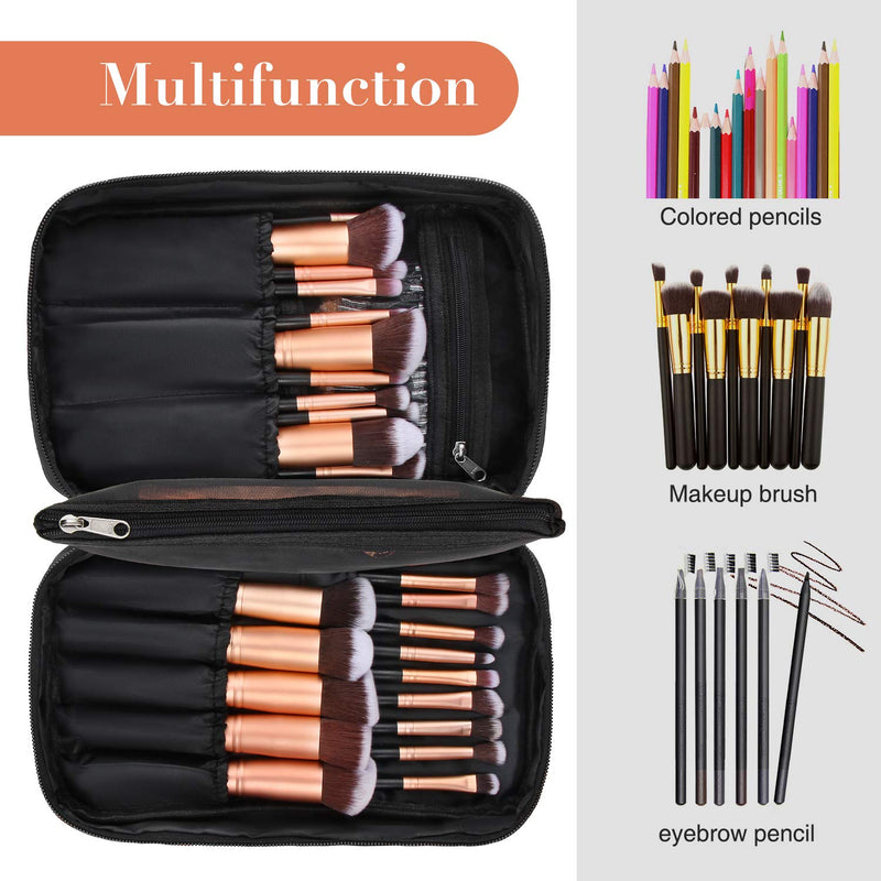 [Australia] - Professional Cosmetic Case Makeup Brush Organizer Makeup Artist Case with Belt Strap Holder Multi functional Cosmetic Bag Makeup Handbag for Travel & Home Gift (Black) Small Black 