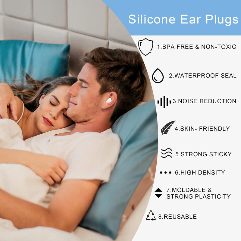 [Australia] - EXGOX 14 Pairs Silicone Ear Plugs for Sleeping Noise Cancelling Reusable Moldable Wax Earplugs for Swimming, Work, Airplane, SNR27dB(Blue, Orange) Blue+orange 