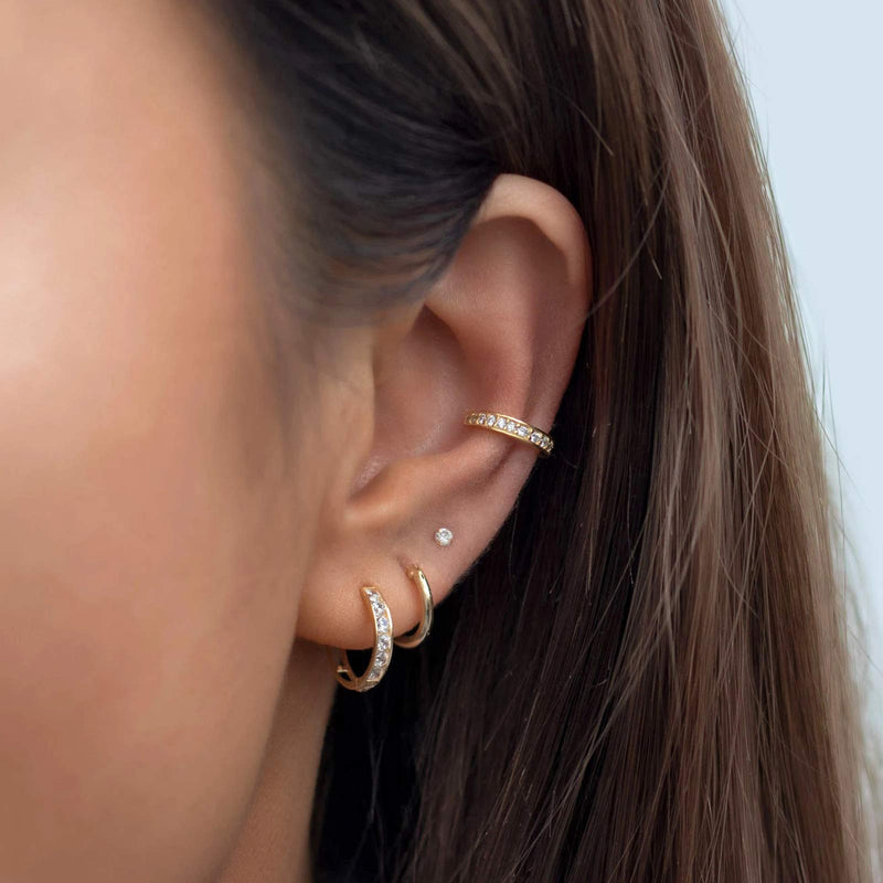 [Australia] - Earring Set for Women 6 Pairs Cubic Zirconia Stud Sets | 14K Gold Plated Small Hoop Huggie Earrings 