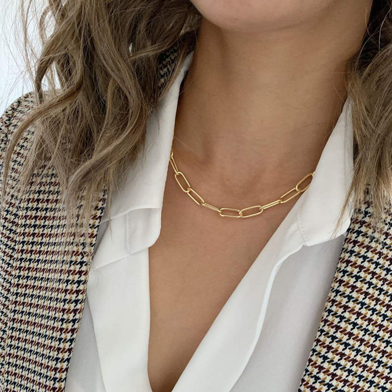 [Australia] - IEFSHINY Gold Layered Chain Necklaces for Women, 14K Gold Plated Butterfly Bar Coin Pendant Necklace Herringbone Paperclip Chain Link Choker Layering Necklaces Set for Women Teen Girl Jewelry Gifts "2 Layer-Oval Link&Medallion 