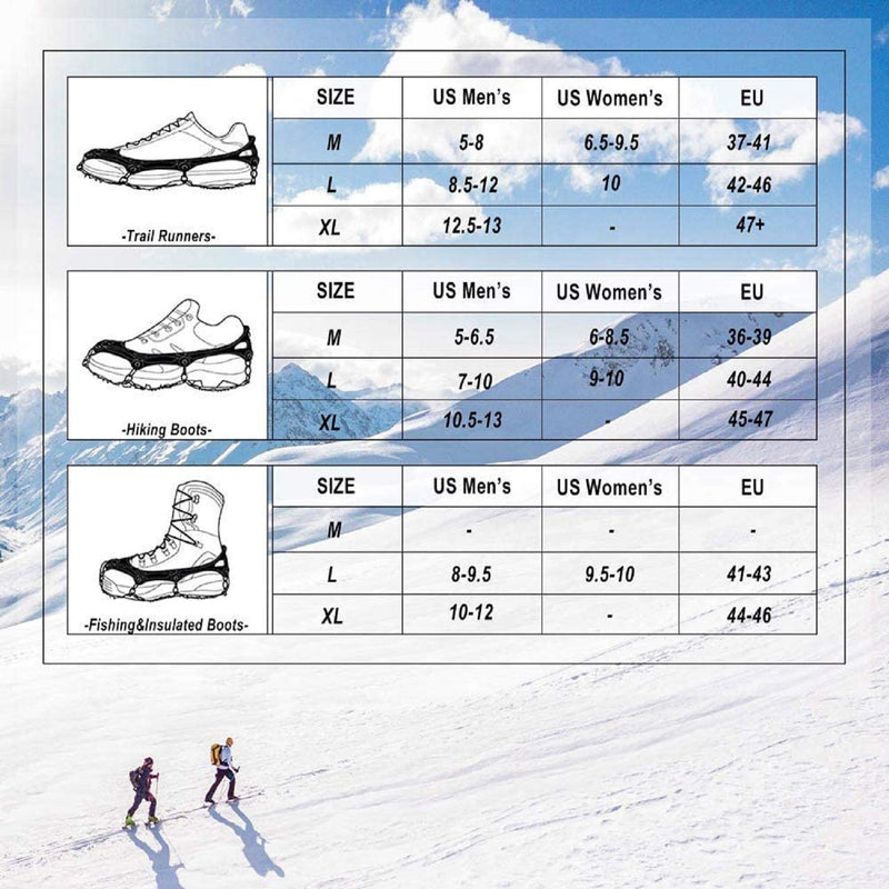 [Australia] - KEEPBLANCE Upgraded 24 Spikes Ice Grips Crampons Traction Cleats Safe Protect for Fishing, Walking, Climbing or Hiking on Snow and Ice black Medium 