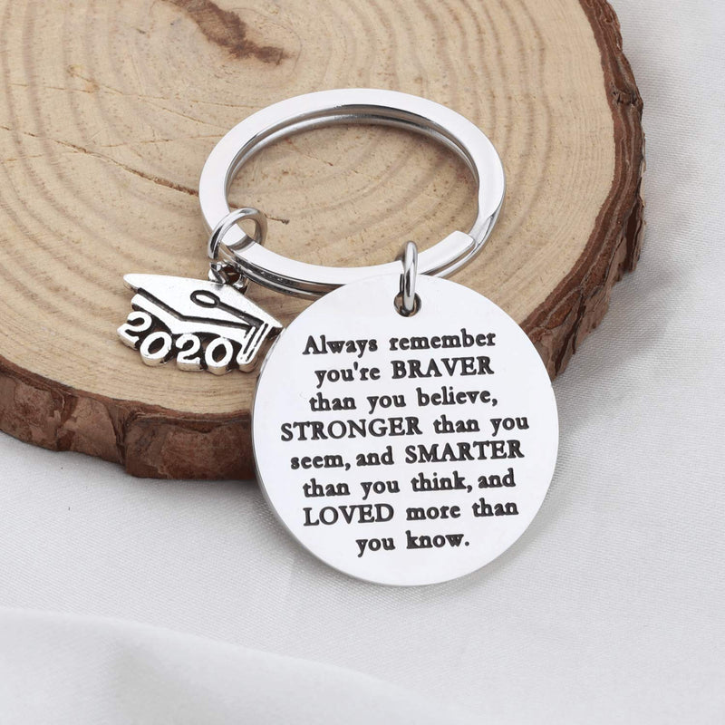 [Australia] - WSNANG Graduation Gift Always Remember You are Braver Stronger Smarter Than You Think Keychain Inspirational Graduates Gift for Class 2020 Graduation Keychain 