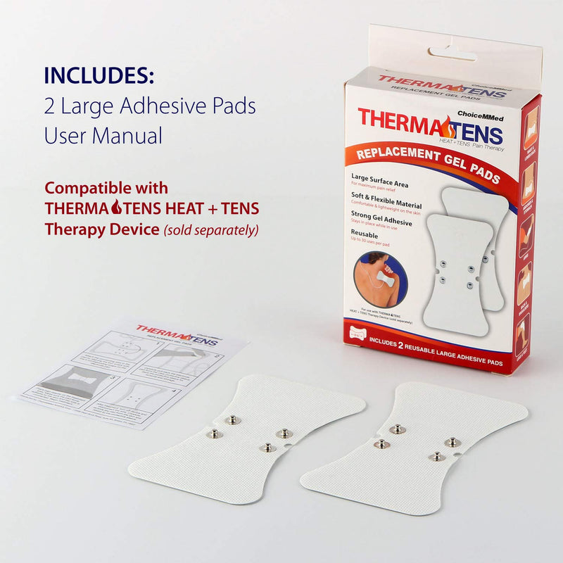 [Australia] - CHOICEMMED 2 Pack Universal Therma Heated TENS Unit Pads - Muscle Stimulator E-stim Electrodes - Universal Replacement Massage Pads for Electronic Pulse Stimulators - Reusable Pad for Electrotherapy 