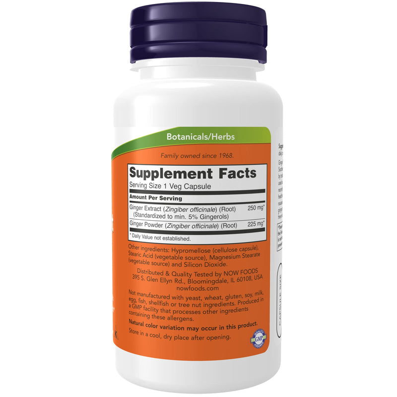 [Australia] - NOW Supplements, Ginger Root Extract 250 mg, Temporary Relief of Upset Stomach*, Digestive Support*, 90 Veg Capsules 