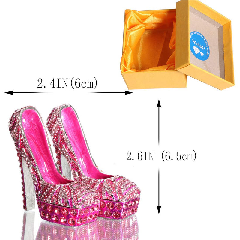 [Australia] - Waltz&F Diamond Pink High Heel Shoe Set Metal Hinged Trinket Box Jewelry Holder Home Decoration 2pcs 