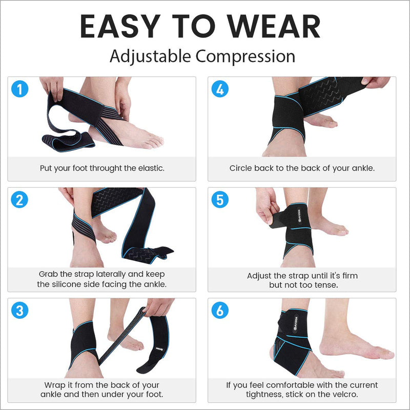 [Australia] - AVIDDA Ankle Supports 2 Pack - Adjustable Ankle Brace Compression Ankle Wrap Strap for Sprained Ankle, Achilles Tendon, Sports, Running Blue 