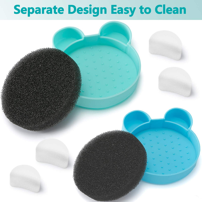 [Australia] - TailaiMei 2 Pack Makeup Brush Cleaning Mat with Color Removal Sponge, 2 in 1 Design Silicone Cleaner Pad for Dry Brush Color Switch and Wet Cleaning (Blue&Green) Blue & Green 