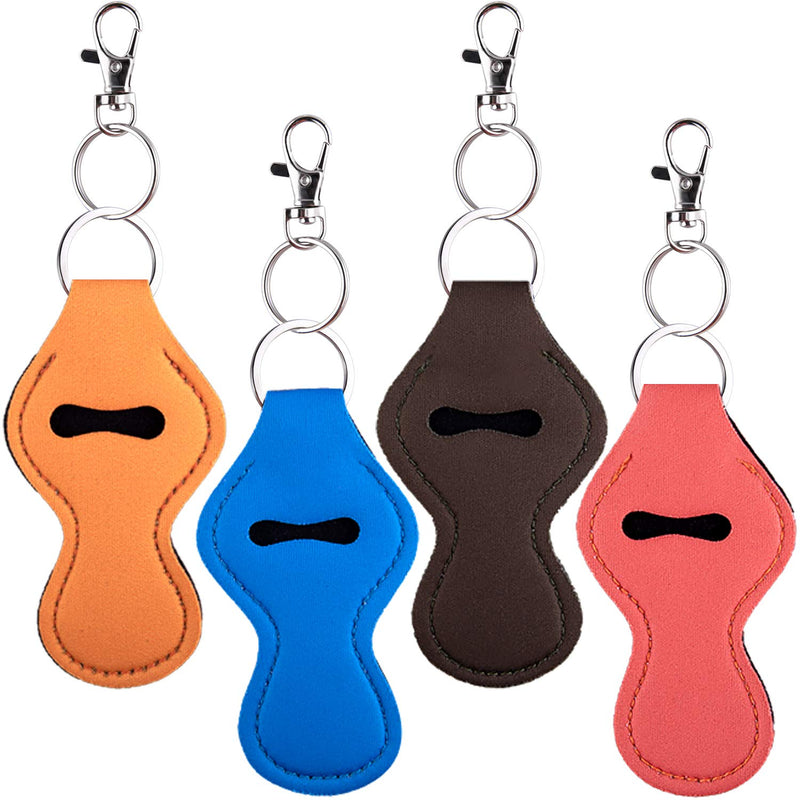 [Australia] - Duufin 24 Pcs Chapstick Holder Keychains Lipstick Holder Keychains with 24 Pcs Metal Clip Cords for Chapstick Tracker and Safeguard, 12 Vibrant Color Soild Color 