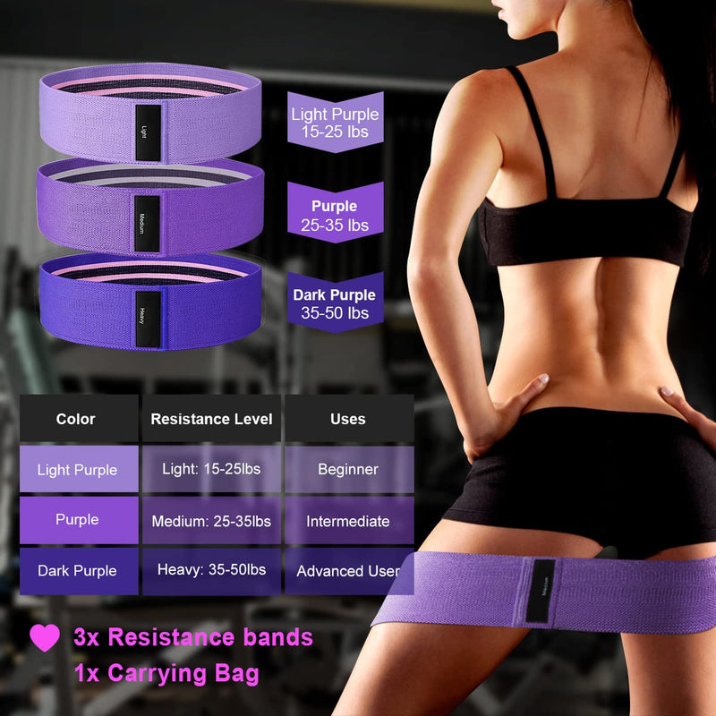 [Australia] - Veik Fabric Resistance Bands, Exercise Band [Set of 3] Workout Fitness Bands for Hips & Glutes, Non-Slip Booty Bands for Women / Men / Beginners / Athletes Strength Training,Yoga,Pilate,Fitness 