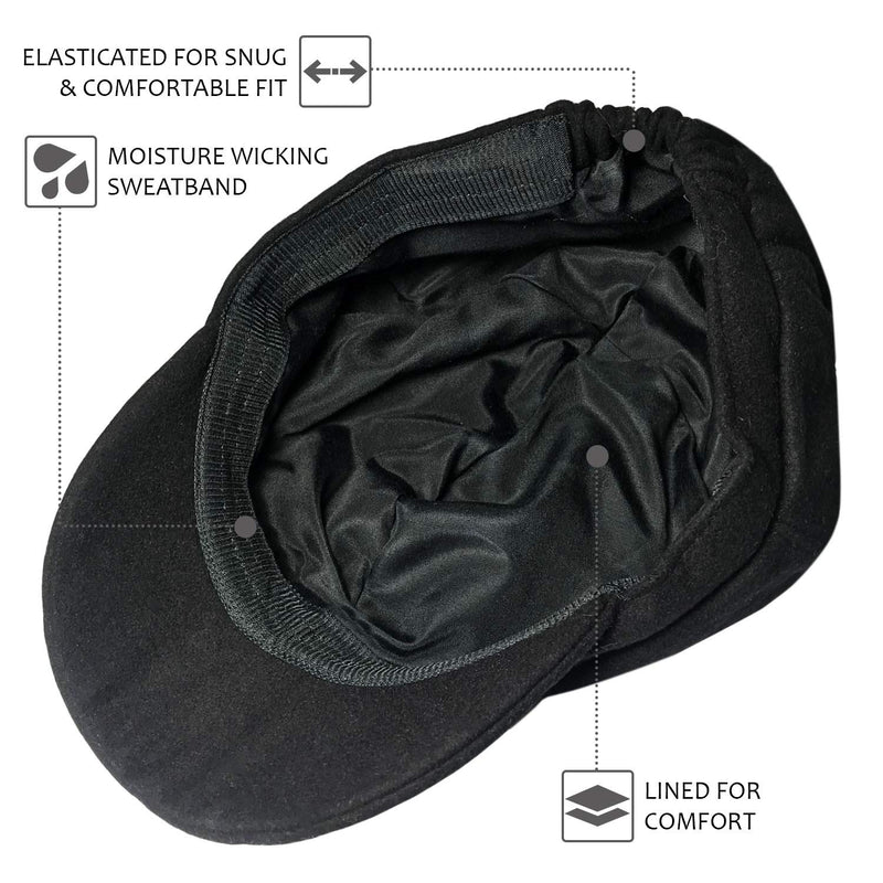 [Australia] - TOSKATOK® Ladies Girls 8 Panel Wool Blend Bakerboy Newsboy Cap BLACK 