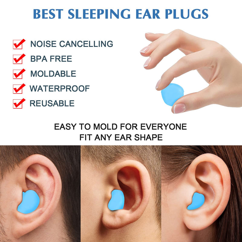 [Australia] - Ear Plugs for Sleeping Noise Canceling Earplugs, Reusable Silicone Earplugs, Fits All Ear Sizes with 6 Pairs Waterproof Suitable for Hearing Protection Sleeping Studying Traveling Concerts Airplanes 6 Pair (Pack of 1) Red & Blue 