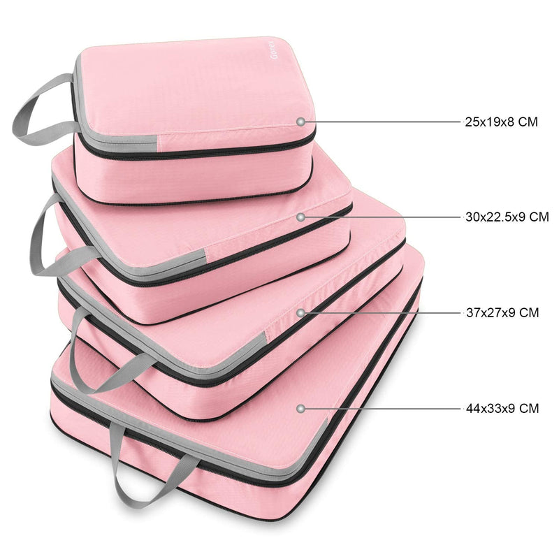 [Australia] - Gonex Compression Packing Cubes Extensible Organizer Bags for Travel Suitcase Organization 4 Packs, Pink 