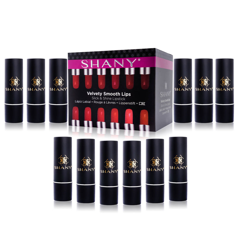 [Australia] - SHANY Slick & Shine Lipstick Set - 12 Matte color Long Lasting & Moisturizing Lip Colors with Vitamin E and Aloe Vera. 