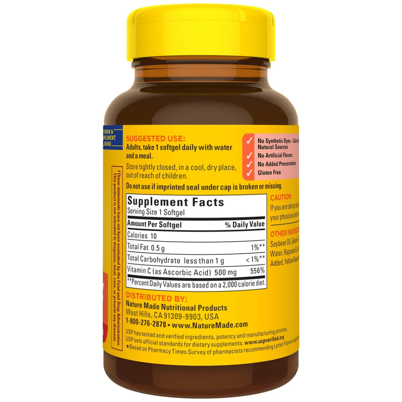 [Australia] - Nature Made Vitamin C 500 mg Softgels, 60 Count to Help Support the Immune System 60 Count (Pack of 1) 