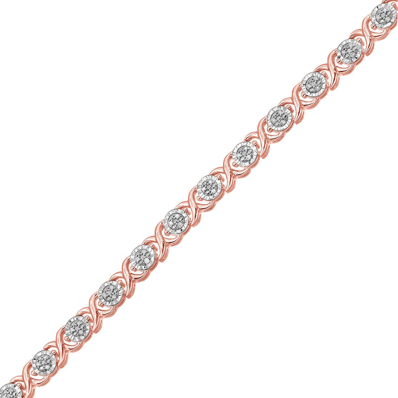 [Australia] - 1/4 Carat Diamond Sterling Silver Miracle Plate Cross link Diamond Bracelet (Diamond Quality IJ-I3) | Real Diamond Bracelet For Women | Gift Box Included Rose Gold, Sterling Silver, Yellow Gold Pink 