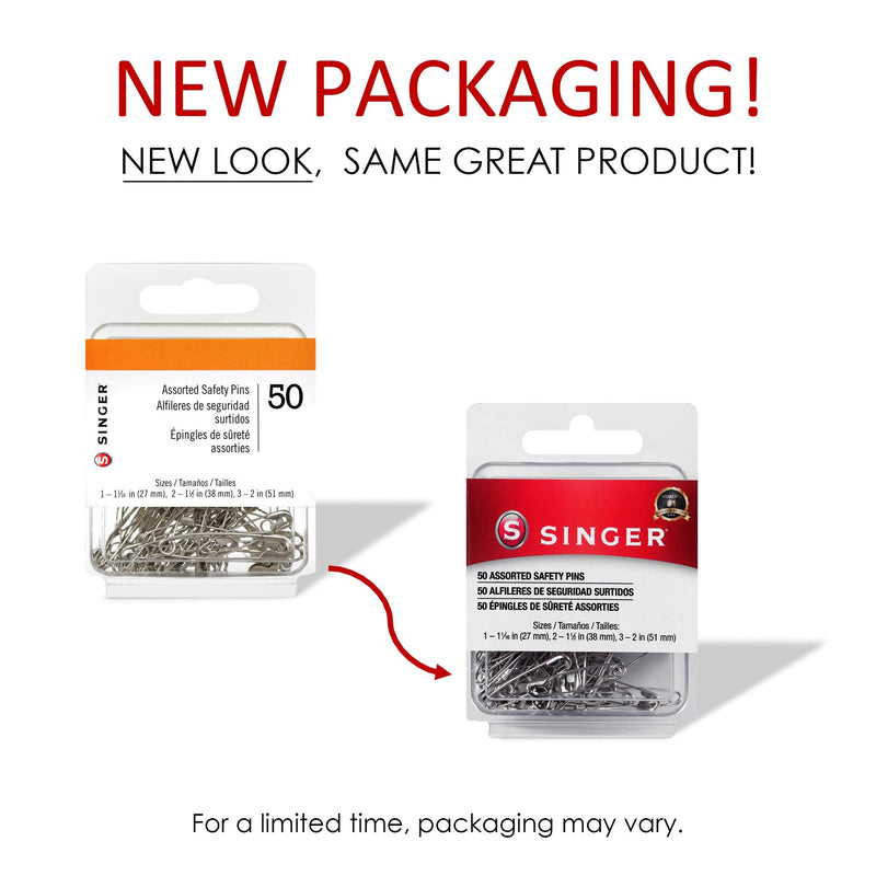 [Australia] - SINGER 00226 Assorted Safety Pins, Multisize, Nickel Plated, 50-Count 1 50 count 
