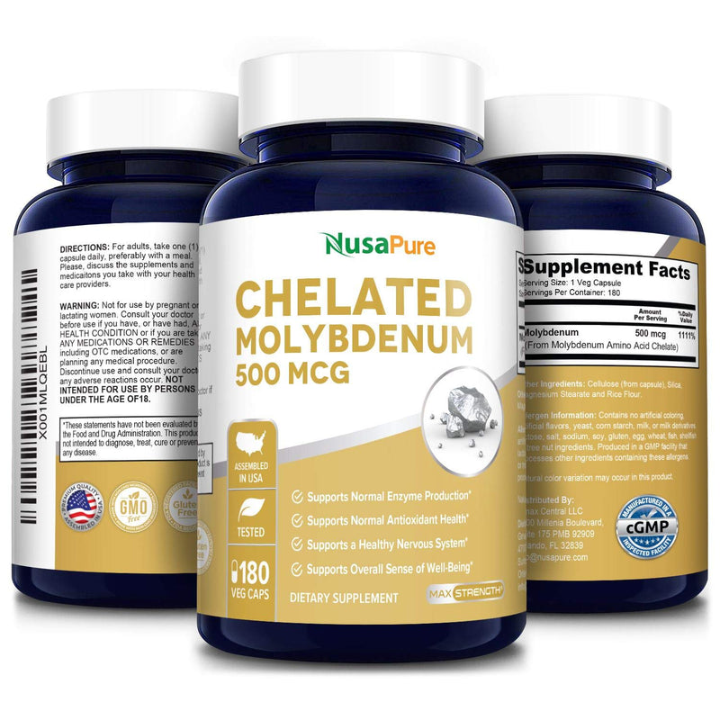 [Australia] - Chelated Molybdenum 500 mcg 180 Vegetarian Caps (Gluten Free & Non-GMO) 