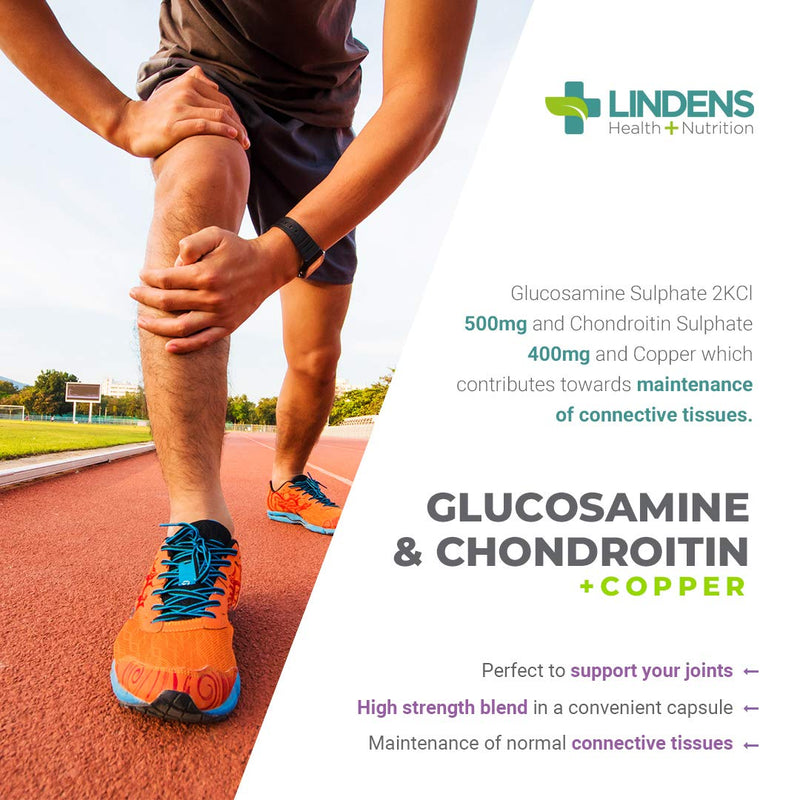 [Australia] - Lindens Glucosamine & Chondroitin + Copper 500/400 Capsules - 60 Pack - Glucosamine Sulphate 2KCI 500mg & Chondroitin Sulphate 400mg - UK Manufacturer, Letterbox Friendly 60 Count (Pack of 1) 
