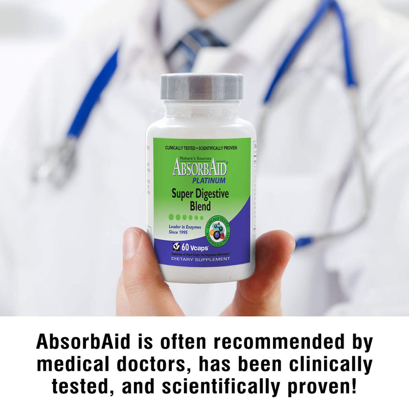 [Australia] - AbsorbAid Platinum Digestive Enzyme Support 60 vCaps, 12 Digestive Enzymes Plus 2 Probiotics for Maximum Relief! 