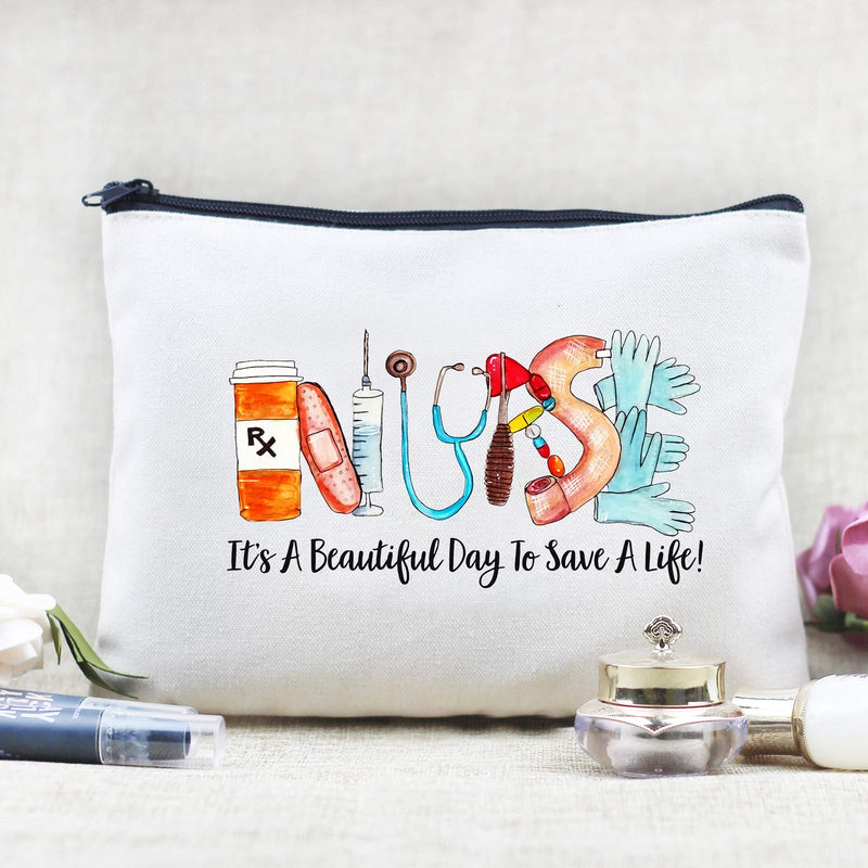 [Australia] - Kimoli Gifts for Nurses Nurse Gifts for Women Makeup Bag Canvas Cosmetic Bag Cute Pouch for Purse (Style-D) Style-D 