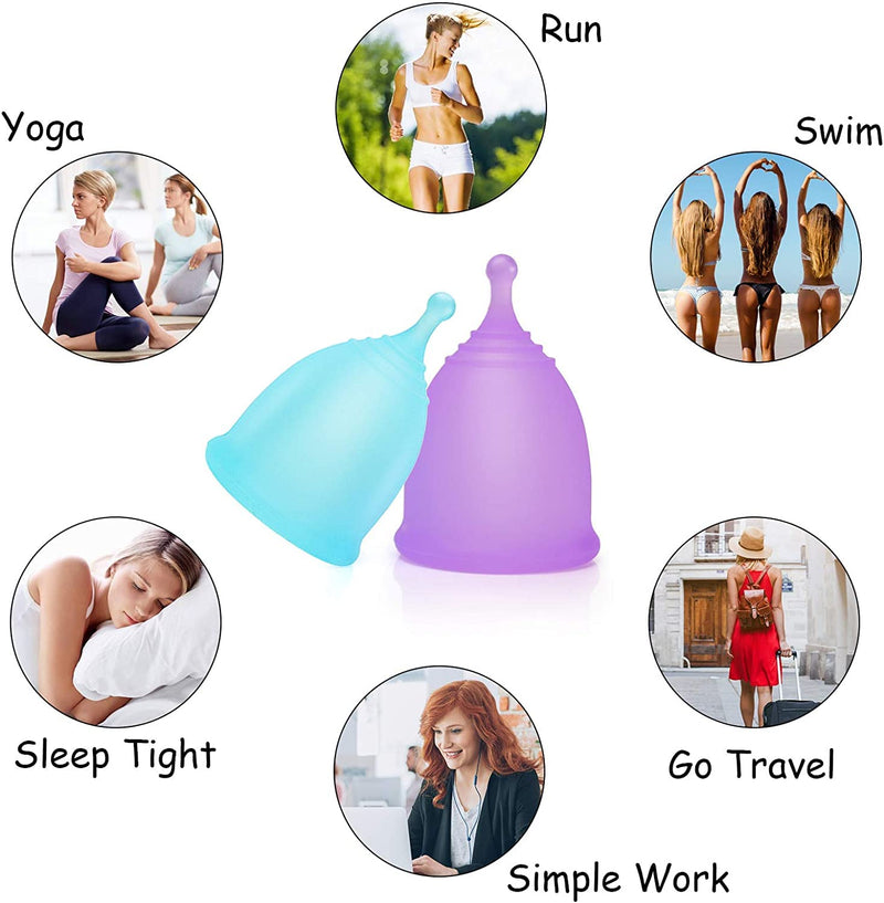 [Australia] - Menstrual Cup Steamer, Portable Menstrual Cup Wash Kit, Comes with Two Reusable Period Cup, High Temperature Steam, One Button Control, Great Partner for Women Also Suitable for Kegel Balls 