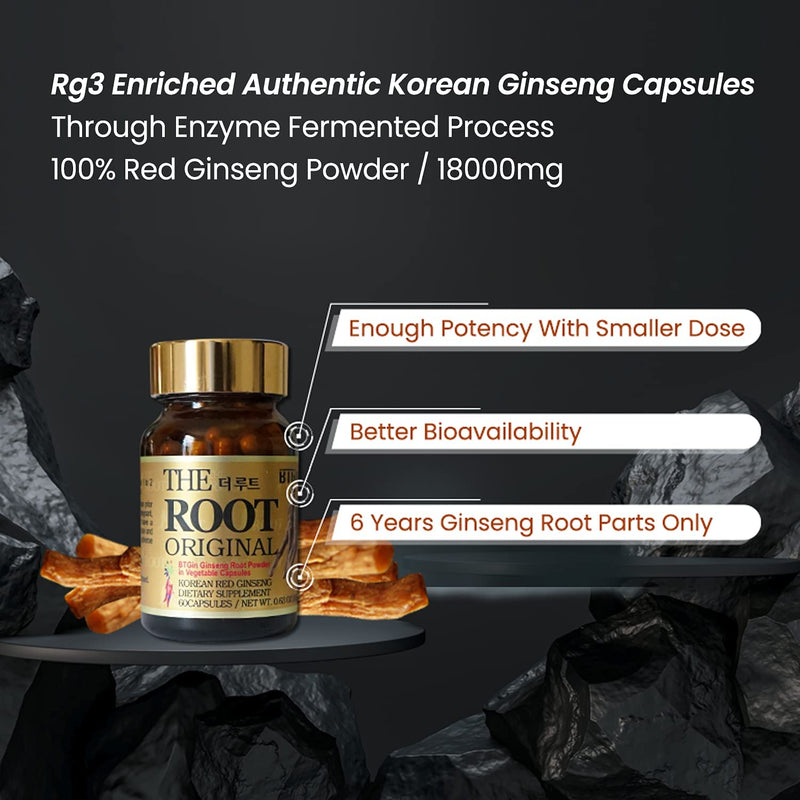 [Australia] - BTGIN Korean Red Ginseng Capsules, Natural Energy Supplements for Immune Support, Stress Relief, Focus and Mental Clarity, The Root Original Enriched with Pure Ginsenosides Rg3 