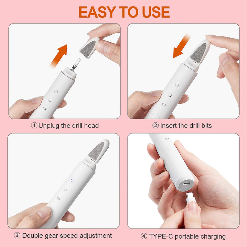 [Australia] - AIDEAZ Electric Nail File Manicure & Pedicure Set Nail Buffer Portable Nail Drill, 3 in 1 Rechargeable Powerful Nail Buffer and Shine Kit Nail Polisher Nail Care Tools Kit Perfect for Home Salon Use 