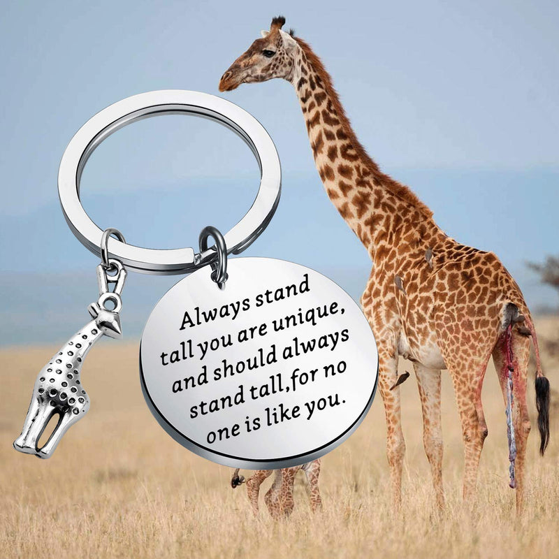 [Australia] - WSNANG Giraffe Keychain Always Stand Tall You are Unique Keychain Giraffe Jewelry Inspirational Quotes Giraffe Gifts for Giraffe Lovers 