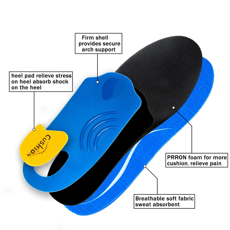 [Australia] - Arch Support Insertion Plantar Fasciitis Relieves Insoles Flat Feet Orthopedic Insoles Shock Absorption Comfortable Inserts MEN (7-7 1/2) | WOMEN (9-9 1/2) --260MM-10.25" Blue 