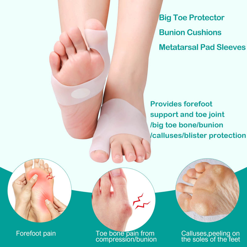 [Australia] - DYKOOK Gel Metatarsal Sleeves and Bunion Cushions 2Pack Thickened Metatarsal Silicone Pad Protector Bunion Pad Sleeve for Bunion Forefoot Pain Relieved and Friction Prevented 
