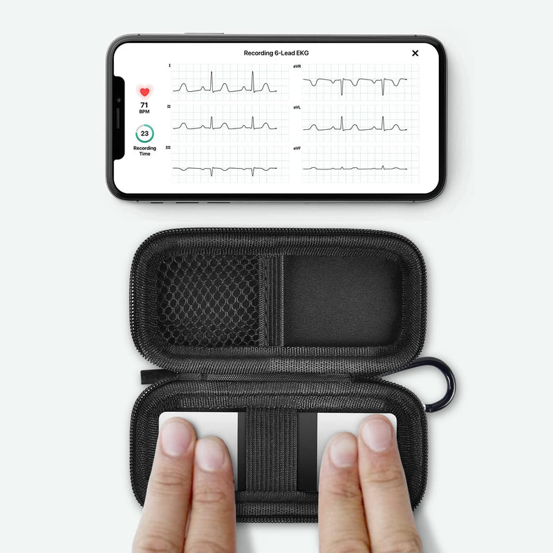 [Australia] - Heart Monitor Case Compatible with AliveCor Kardia Mobile ECG/ for KardiaMobile 6L for Apple and Android Device - CASE ONLY (Black&Gray) Dark 