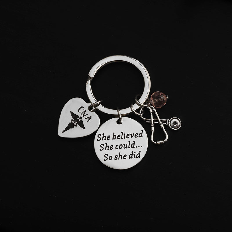 [Australia] - TIIMG CNA Gift Certified Nursing Assistant Gift CNA Graduation Gifts She Believed She Could So She Did CNA Stethoscope Medical Keychain She Believed CNA 